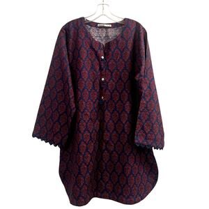 Khaadi pakistani long top size 12 purple blue